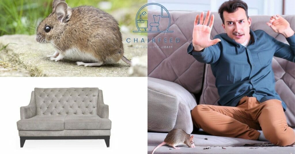 sofa ,mice and a person sitting on sofa